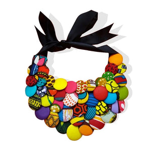 Multi Colored Button Statement Necklace