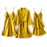 4 Pc Silk Lingerie Set