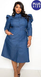 Puffed Sleeve Denim Dress