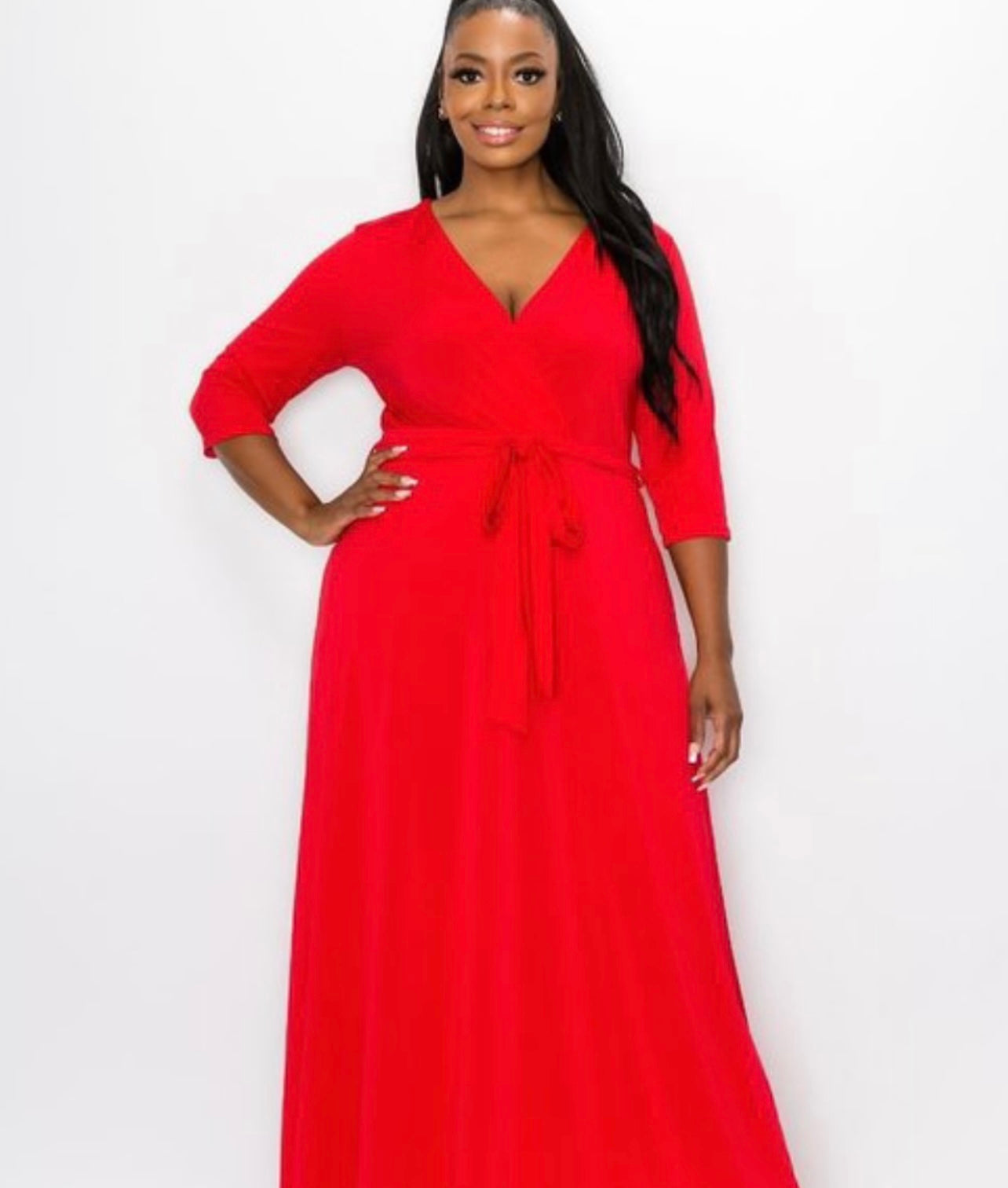 Red wrap maxi dress online